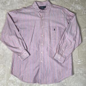 Ralph Lauren Men’s Striped Button Down Shirt 15.5-32‎ Blue Flesh Pony Preppy